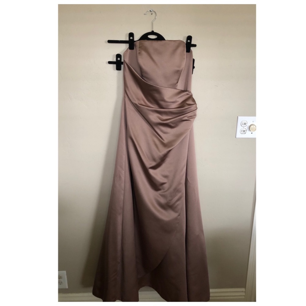 David’s Bridal champagne bridesmaid dress